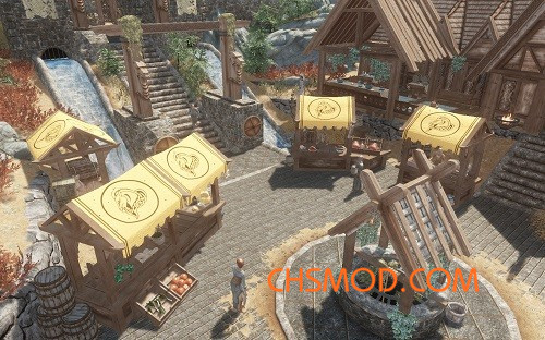 《上古卷轴5：天际》惠特伦市场的摊位屋顶纹理MOD