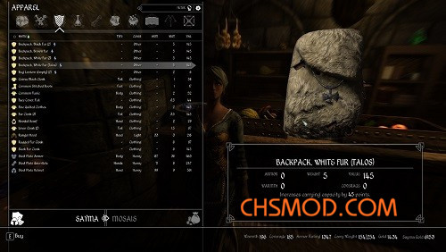 《上古卷轴5：天际》湿冷的篝火背包MOD