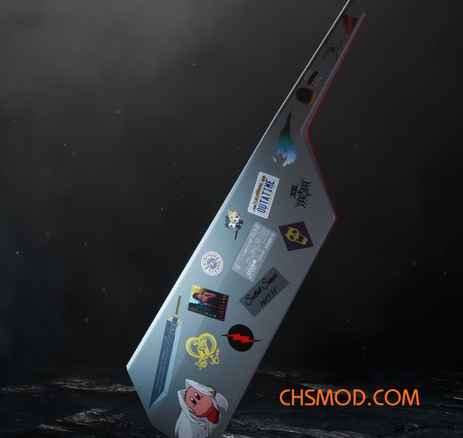《最终幻想7：重制版》带贴纸周边的摇滚键盘替换克劳德大剑MOD