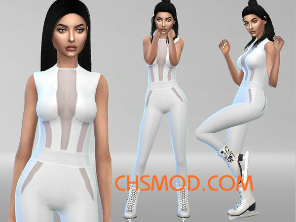 《模拟人生4》白色性感紧身溜冰服MOD