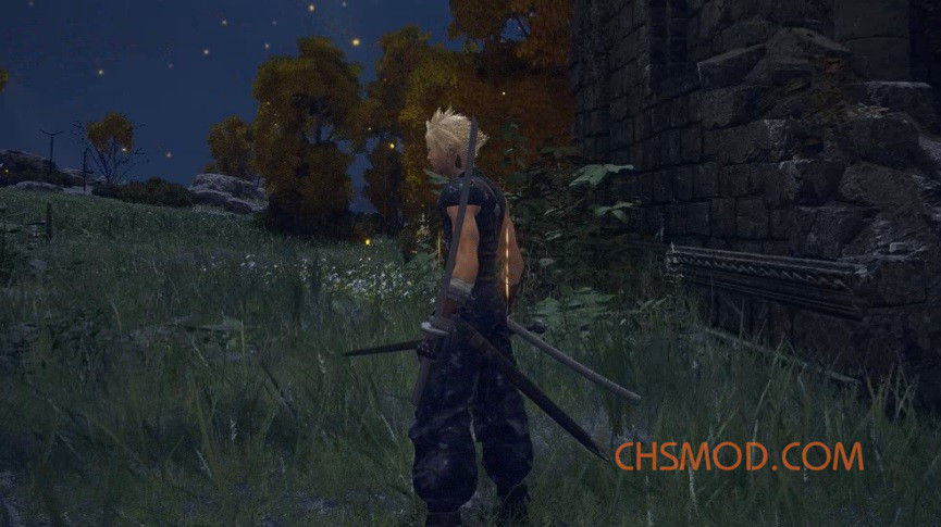 《艾尔登法环》最终幻想克劳德替换流浪骑士MOD