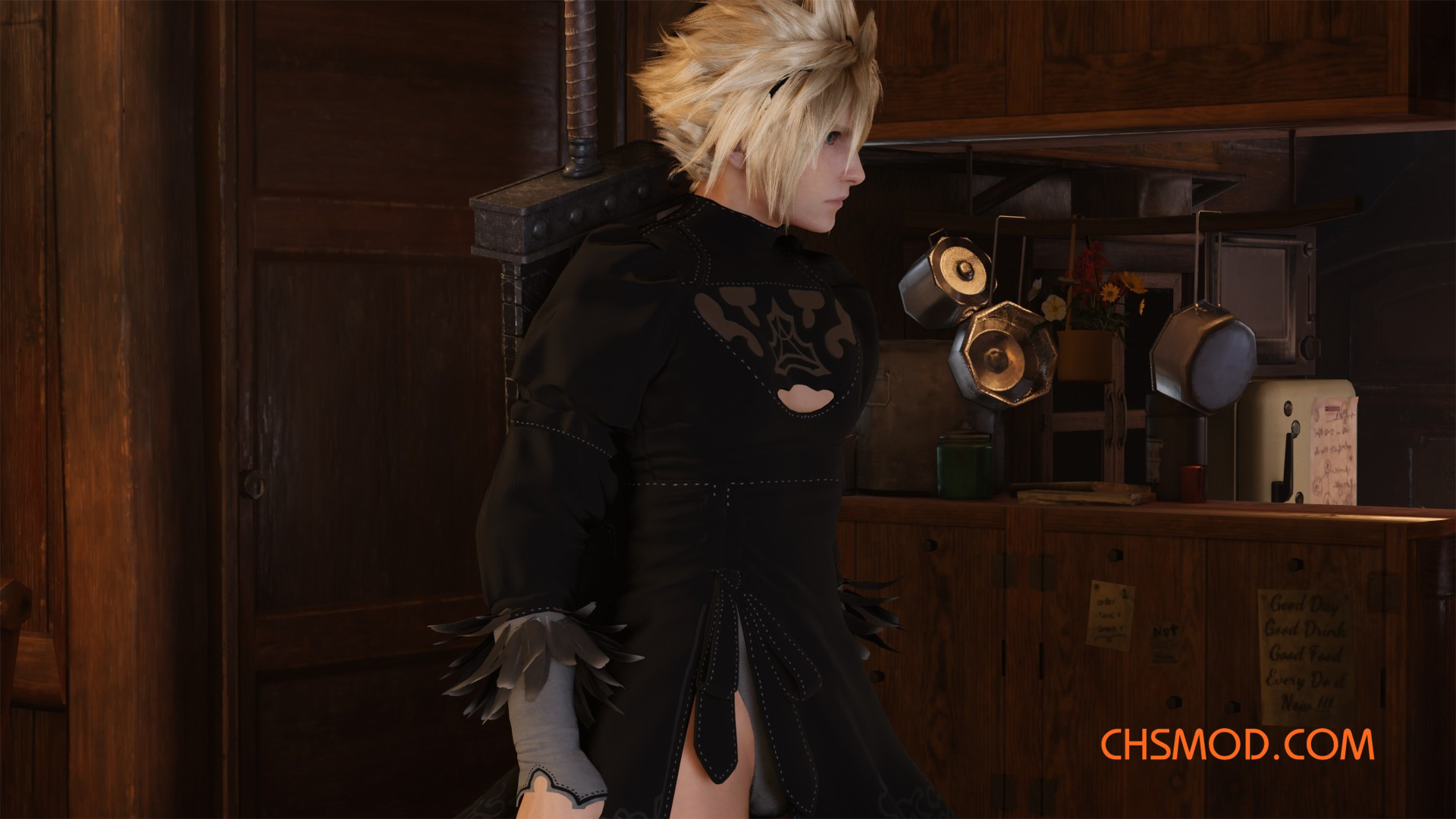 《最终幻想7：重制版》穿2B衣服的克劳德MOD