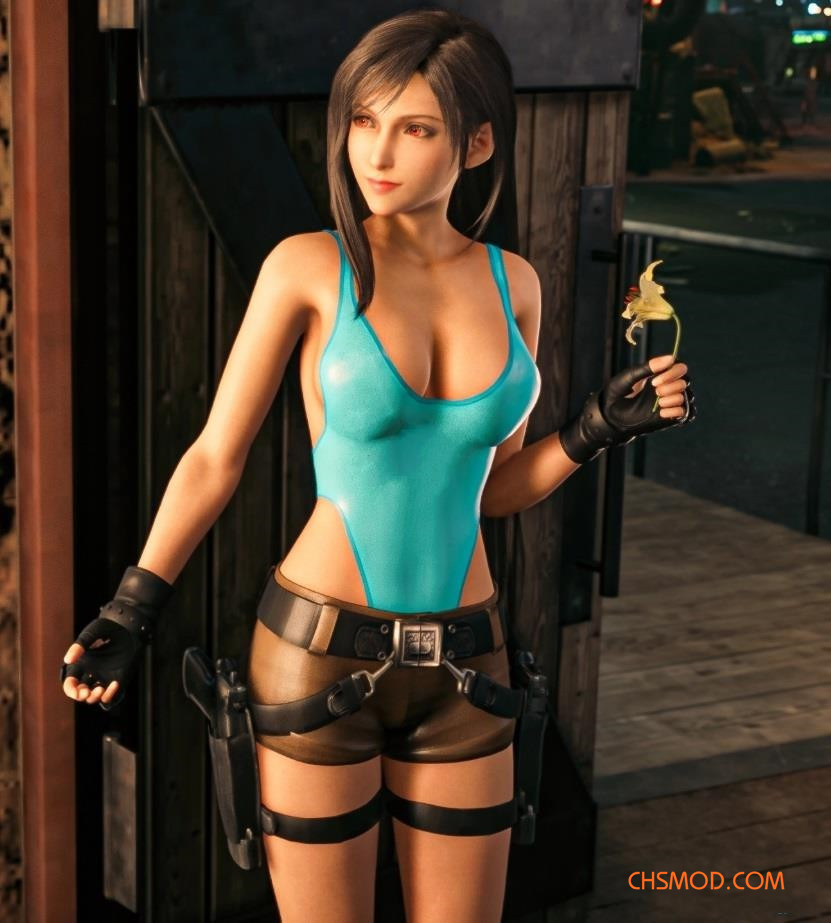 《最终幻想7：重制版》cosplay劳拉的淡妆蒂法MOD