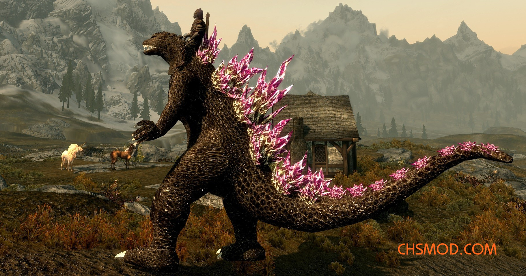 《上古卷轴5：天际》全新哥斯拉MOD