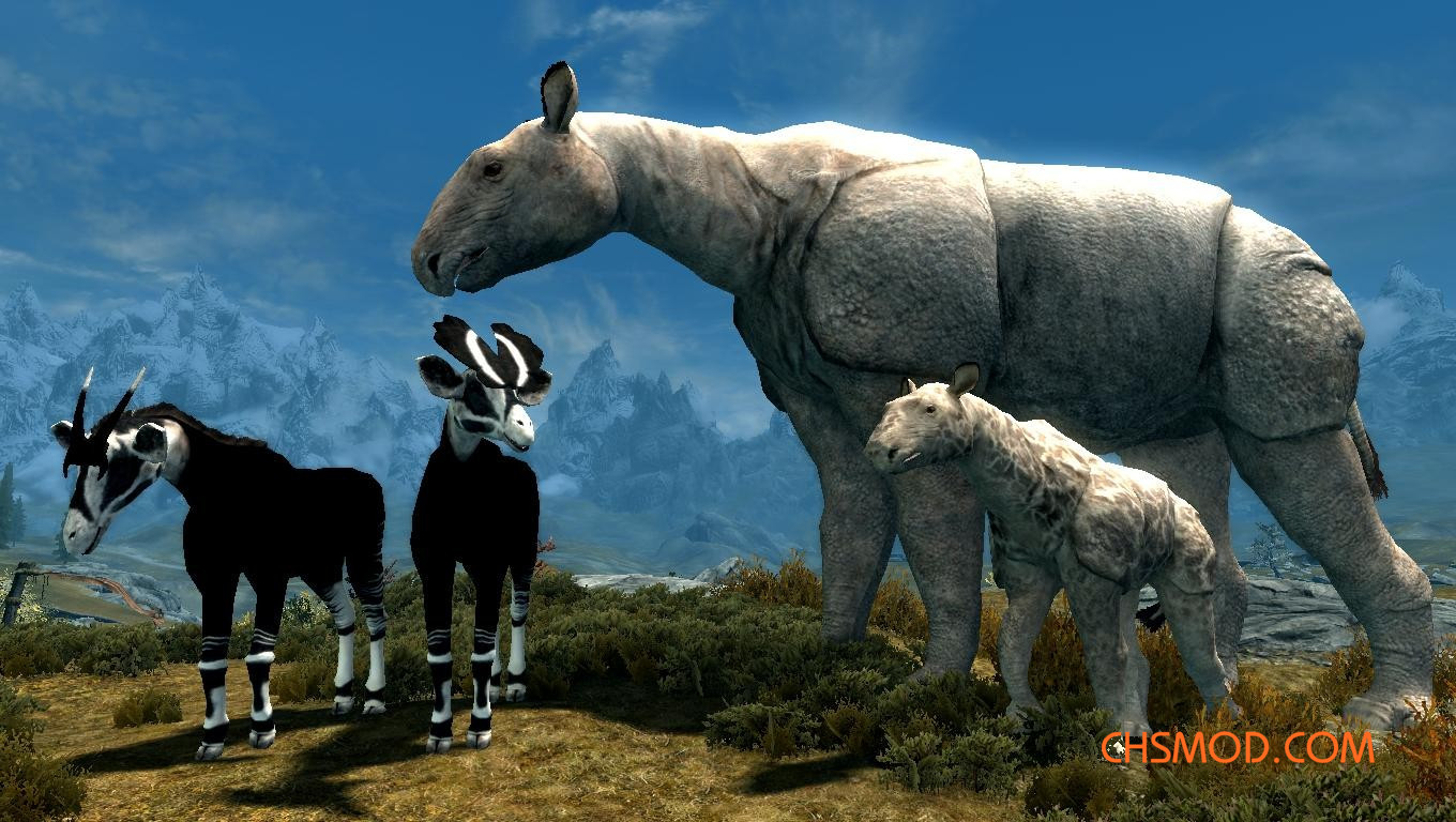 《上古卷轴5：天际重制版》巨犀和长劲鹿类生物MOD