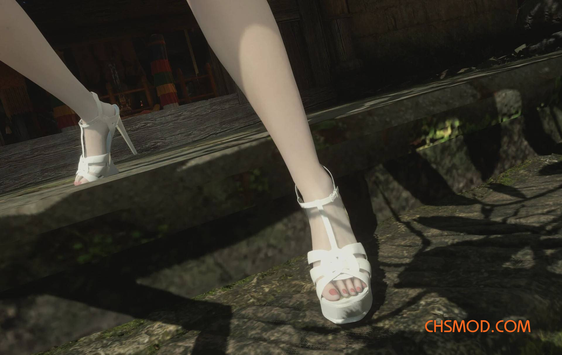 《明末：渊虚之羽》白色防水台高跟鞋MOD
