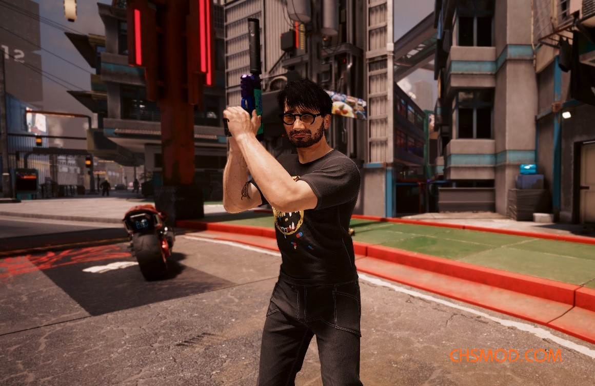 《赛博朋克2077》男V外观小岛秀夫MOD