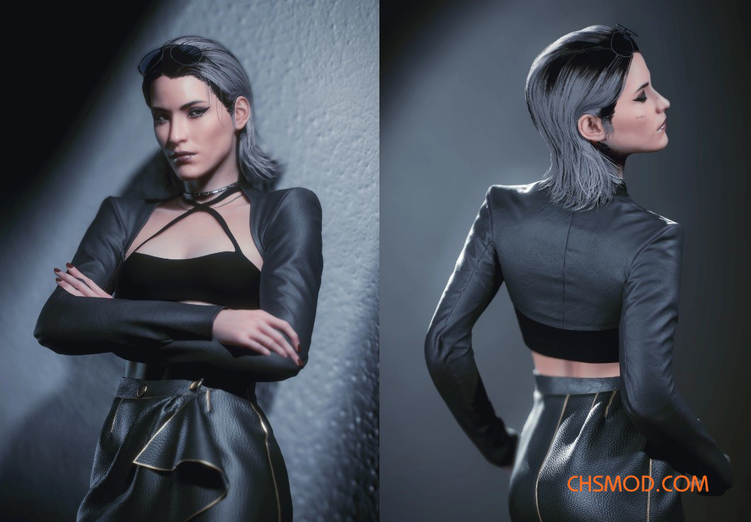 《赛博朋克2077》女性时尚皮裙MOD
