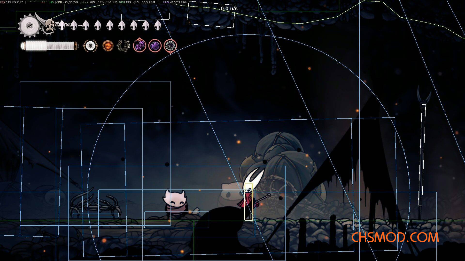 《空洞骑士：丝之歌》显示碰撞体积MOD