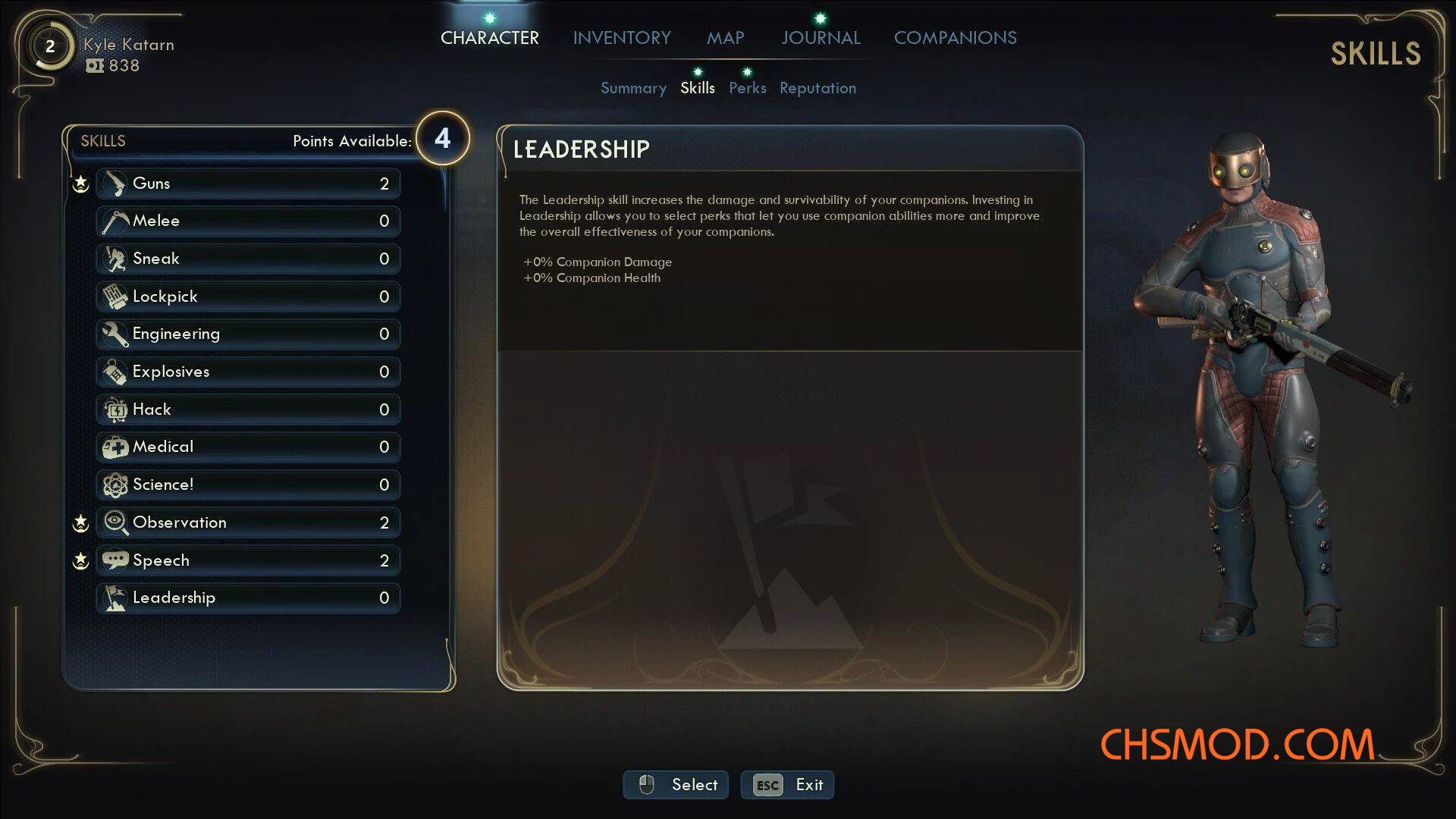 《天外世界2》每级提供更多技能点MOD