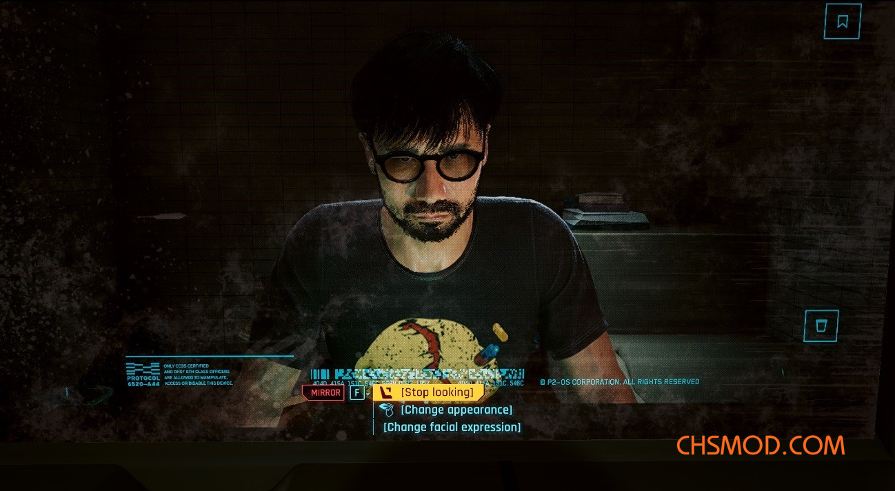 《赛博朋克2077》男V外观小岛秀夫MOD