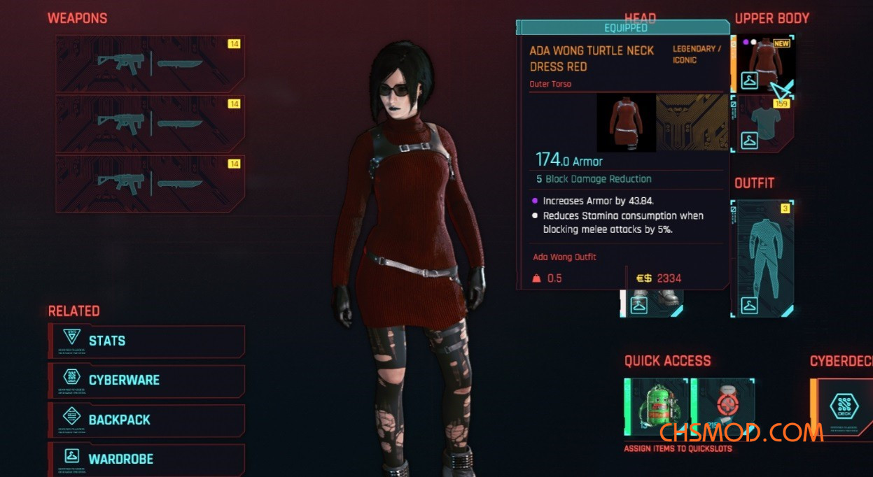 《赛博朋克2077》生化危机4艾达王套装MOD